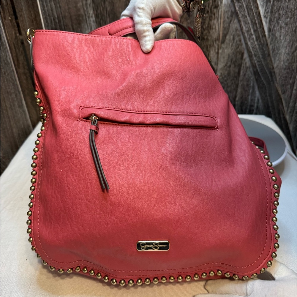 Jessica Simpson Pink Backpack with Gold Accents